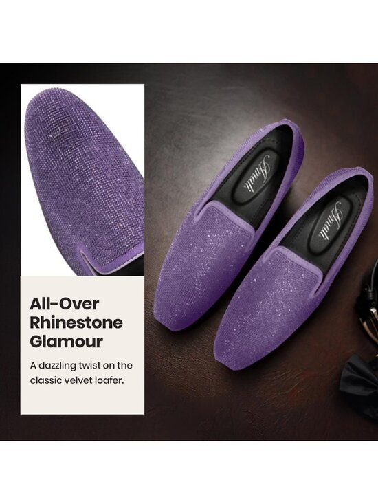 Amali Men\'s Lavender Velvet Tuxedo Loafers Slip On Formal Wedding Dress Shoes main image 4